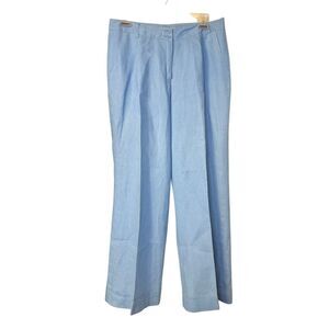 Coldwater Creek Linen Pants Pleated Front Sz. 10P Blue Cuffed